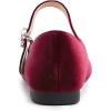 image:imageFEVERSOLE Womens Mary Jane Fashion Square Toe Easy Buckle Slip On FlatsSq Maryjane Burgundy Velvet Flat