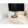 image:imageFEVERSOLE Womens Mary Jane Fashion Square Toe Easy Buckle Slip On FlatsSq Maryjane Camel Vegan Leather Flat