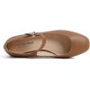 image:imageFEVERSOLE Womens Mary Jane Fashion Square Toe Easy Buckle Slip On FlatsSq Maryjane Camel Vegan Leather Flat