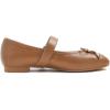 image:imageFEVERSOLE Womens Mary Jane Fashion Square Toe Easy Buckle Slip On FlatsSq Maryjane Camel Vegan Leather Wrinkle Bow Deco