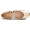 image:imageFEVERSOLE Womens Mary Jane Fashion Square Toe Easy Buckle Slip On FlatsSq Maryjane Gold Vegan Leather Flat