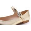 image:imageFEVERSOLE Womens Mary Jane Fashion Square Toe Easy Buckle Slip On FlatsSq Maryjane Gold Vegan Leather Flat