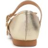image:imageFEVERSOLE Womens Mary Jane Fashion Square Toe Easy Buckle Slip On FlatsSq Maryjane Gold Vegan Leather Wrinkle Bow Deco