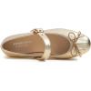 image:imageFEVERSOLE Womens Mary Jane Fashion Square Toe Easy Buckle Slip On FlatsSq Maryjane Gold Vegan Leather Wrinkle Bow Deco