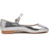 image:imageFEVERSOLE Womens Mary Jane Fashion Square Toe Easy Buckle Slip On FlatsSq Maryjane Silver Vegan Leather Flat