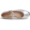 image:imageFEVERSOLE Womens Mary Jane Fashion Square Toe Easy Buckle Slip On FlatsSq Maryjane Silver Vegan Leather Flat