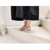 image:imageFEVERSOLE Womens Mary Jane Fashion Square Toe Easy Buckle Slip On FlatsSq Maryjane Silver Vegan Leather Flat