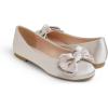image:imageFEVERSOLE Womens Round Toe Soft Fashion Bow Tie Dress Ballet FlatsBeige Satin Twist Bow