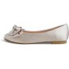 image:imageFEVERSOLE Womens Round Toe Soft Fashion Bow Tie Dress Ballet FlatsBeige Satin Twist Bow