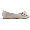 image:imageFEVERSOLE Womens Round Toe Soft Fashion Bow Tie Dress Ballet FlatsBeige Satin Twist Bow