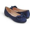 image:imageFEVERSOLE Womens Round Toe Soft Fashion Bow Tie Dress Ballet FlatsNavy Satin Twist Bow