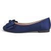 image:imageFEVERSOLE Womens Round Toe Soft Fashion Bow Tie Dress Ballet FlatsNavy Satin Twist Bow