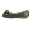 image:imageFEVERSOLE Womens Round Toe Soft Fashion Bow Tie Dress Ballet FlatsOlive Satin Twist Bow