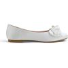 image:imageFEVERSOLE Womens Round Toe Soft Fashion Bow Tie Dress Ballet FlatsWhite Satin Twist Bow