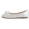 image:imageFEVERSOLE Womens Round Toe Soft Fashion Bow Tie Dress Ballet FlatsWhite Satin Twist Bow