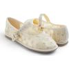 image:imageFEVERSOLE Womens Soft Classic Mary Jane Memory Foam Cushioned Comfort Round Toe Metal Buckle Flats Walking ShoesBeige Lace Flower Mary Jane With Round Buckle