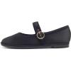 image:imageFEVERSOLE Womens Soft Classic Mary Jane Memory Foam Cushioned Comfort Round Toe Metal Buckle Flats Walking ShoesBlack Satin Mary Jane With Round Buckle