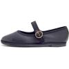 image:imageFEVERSOLE Womens Soft Classic Mary Jane Memory Foam Cushioned Comfort Round Toe Metal Buckle Flats Walking ShoesBlack Vegan Leather Mary Jane With Round Buckle