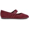 image:imageFEVERSOLE Womens Soft Classic Mary Jane Memory Foam Cushioned Comfort Round Toe Metal Buckle Flats Walking ShoesBurgundy Corduroy Mary Jane With Double Straps