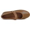 image:imageFEVERSOLE Womens Soft Classic Mary Jane Memory Foam Cushioned Comfort Round Toe Metal Buckle Flats Walking ShoesCamel Vegan Leather Mary Jane With Round Buckle