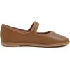image:imageFEVERSOLE Womens Soft Classic Mary Jane Memory Foam Cushioned Comfort Round Toe Metal Buckle Flats Walking ShoesCamel Vegan Leather Mary Jane With Round Buckle