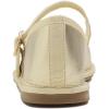 image:imageFEVERSOLE Womens Soft Classic Mary Jane Memory Foam Cushioned Comfort Round Toe Metal Buckle Flats Walking ShoesGold Vegan Leather Mary Jane With Round Buckle