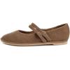 image:imageFEVERSOLE Womens Soft Classic Mary Jane Memory Foam Cushioned Comfort Round Toe Metal Buckle Flats Walking ShoesLight Brown Corduroy Mary Jane With Double Straps