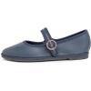 image:imageFEVERSOLE Womens Soft Classic Mary Jane Memory Foam Cushioned Comfort Round Toe Metal Buckle Flats Walking ShoesNavy Vegan Leather Mary Jane With Round Buckle