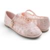 image:imageFEVERSOLE Womens Soft Classic Mary Jane Memory Foam Cushioned Comfort Round Toe Metal Buckle Flats Walking ShoesPink Lace Flower Mary Jane With Round Buckle
