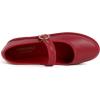 image:imageFEVERSOLE Womens Soft Classic Mary Jane Memory Foam Cushioned Comfort Round Toe Metal Buckle Flats Walking ShoesRed Vegan Leather Mary Jane With Round Buckle