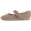 image:imageFEVERSOLE Womens Soft Classic Mary Jane Memory Foam Cushioned Comfort Round Toe Metal Buckle Flats Walking ShoesTaupe Corduroy Mary Jane With Double Straps