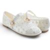 image:imageFEVERSOLE Womens Soft Classic Mary Jane Memory Foam Cushioned Comfort Round Toe Metal Buckle Flats Walking ShoesWhite Lace Flower Mary Jane With Round Buckle