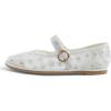 image:imageFEVERSOLE Womens Soft Classic Mary Jane Memory Foam Cushioned Comfort Round Toe Metal Buckle Flats Walking ShoesWhite Lace Flower Mary Jane With Round Buckle