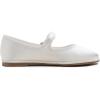 image:imageFEVERSOLE Womens Soft Classic Mary Jane Memory Foam Cushioned Comfort Round Toe Metal Buckle Flats Walking ShoesWhite Satin Mary Jane With Round Buckle