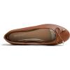image:imageFEVERSOLE Womens Soft Cushion Comfort Round Toe Metal Trim Fashion Ballet Flats Walking ShoesCamel Brown Grain Vegan Leather