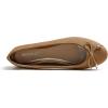image:imageFEVERSOLE Womens Soft Cushion Comfort Round Toe Metal Trim Fashion Ballet Flats Walking ShoesCamel Brown Nubuck Vegan Leather