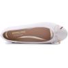 image:imageFEVERSOLE Womens Soft Cushion Comfort Round Toe Metal Trim Fashion Ballet Flats Walking ShoesWhite Grain Pu