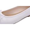 image:imageFEVERSOLE Womens Soft Cushion Comfort Round Toe Metal Trim Fashion Ballet Flats Walking ShoesWhite Grain Pu