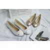 image:imageFEVERSOLE Womens Soft Cushion Comfort Round Toe Metal Trim Fashion Ballet Flats Walking ShoesWhite Grain Pu