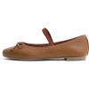 image:imageFEVERSOLE Womens Soft Cushion Padded Comfort Round Toe Mary Jane Elastic Fashion Ballet Flats Walking ShoesCamel Vegan Leather Mary Jane With Canvas Lining