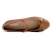 image:imageFEVERSOLE Womens Soft Cushion Padded Comfort Round Toe Mary Jane Elastic Fashion Ballet Flats Walking ShoesCamel Vegan Leather Mary Jane With Canvas Lining