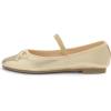 image:imageFEVERSOLE Womens Soft Cushion Padded Comfort Round Toe Mary Jane Elastic Fashion Ballet Flats Walking ShoesGold Vegan Leather Mary Jane With Canvas Lining