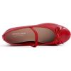 image:imageFEVERSOLE Womens Soft Cushion Padded Comfort Round Toe Mary Jane Elastic Fashion Ballet Flats Walking ShoesRed Vegan Leather Mary Jane With Canvas Lining