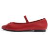 image:imageFEVERSOLE Womens Soft Cushion Padded Comfort Round Toe Mary Jane Elastic Fashion Ballet Flats Walking ShoesRed Vegan Leather Mary Jane With Canvas Lining