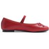 image:imageFEVERSOLE Womens Soft Cushion Padded Comfort Round Toe Mary Jane Elastic Fashion Ballet Flats Walking ShoesRed Vegan Leather Mary Jane With Canvas Lining