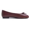 image:imageFEVERSOLE Womens Square Toe Fashion Bow Tie Dress Slip On Ballet FlatsBurgundy Plain Toe Cap