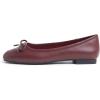 image:imageFEVERSOLE Womens Square Toe Fashion Bow Tie Dress Slip On Ballet FlatsBurgundy Plain Toe Cap