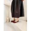 image:imageFEVERSOLE Womens Square Toe Fashion Bow Tie Dress Slip On Ballet FlatsBurgundy Quilted Toe Cap
