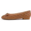 image:imageFEVERSOLE Womens Square Toe Fashion Bow Tie Dress Slip On Ballet FlatsCamel Quilted Toe Cap