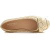 image:imageFEVERSOLE Womens Square Toe Fashion Bow Tie Dress Slip On Ballet FlatsGold Quilted Toe Cap